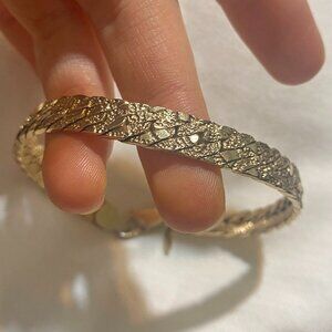 Sterling Silver Bracelet Hammered Chain 925 Vintage 1960's Unisex 8 inches